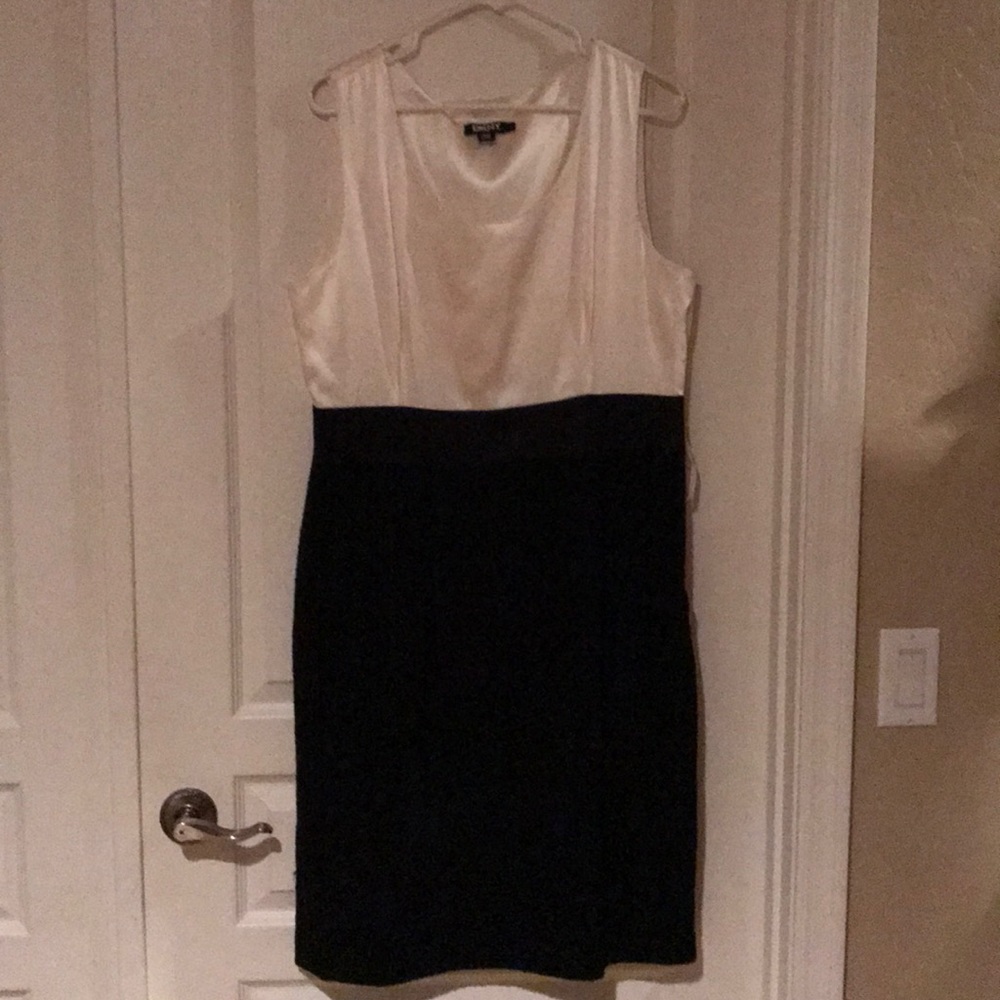 DKNY cream & black dress